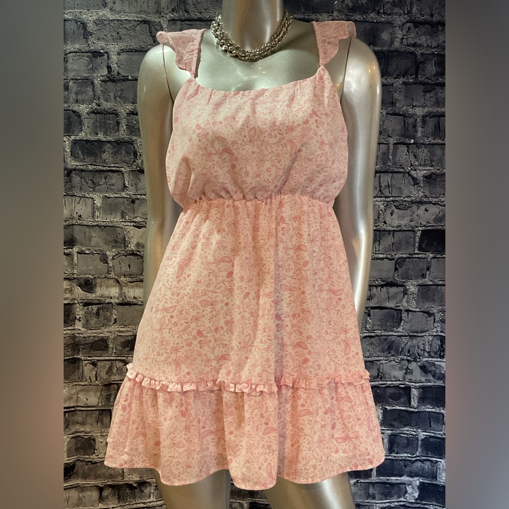 Pink & White Floral Print Summer Babydoll Dress